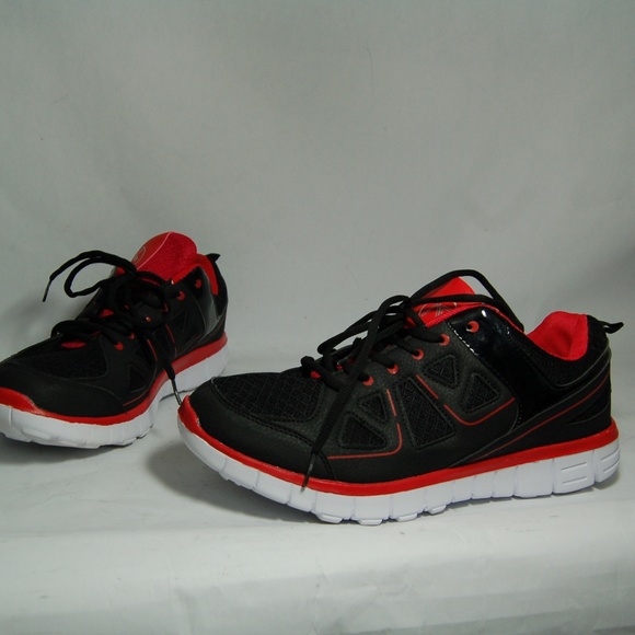 red athletic shoes